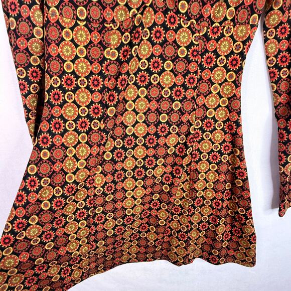 SO Goods For Life Retro Print Long Sleeve Mini Dress Small - Picture 5 of 5